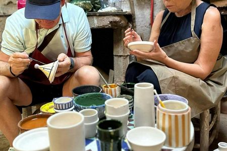 Traditional Moroccan pottery workshop in Marrakesh with transfers