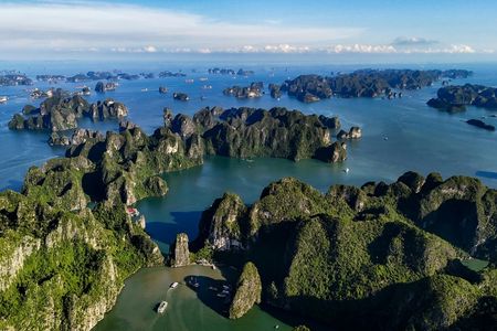 Ha Long Bay full-day cruise with caves and island visit