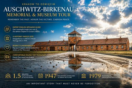 Auschwitz-Birkenau guided tour with pick-up from Krakow