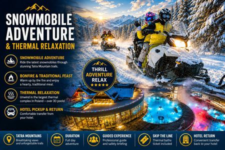 Snowmobile or quad ride and thermal pools day trip from Zakopane