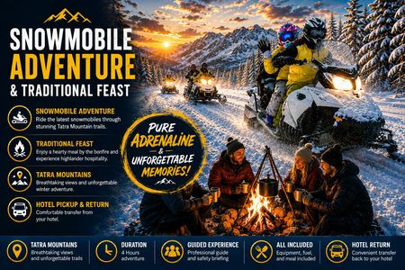 Snowmobile or quad tour and bonfire with transfer from Zakopane