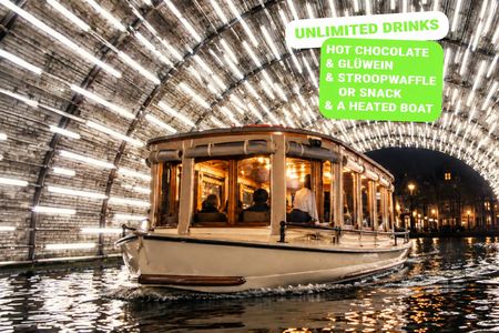 Amsterdam Light Festival canal cruise on a luxury boat with drinks