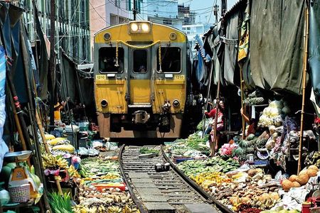 Maeklong Railway Market and Biking in the Village