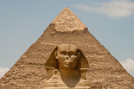 Grand Egyptian Museum and the Pyramids from Alexandria Port