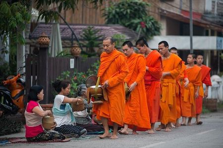 Almsgiving Ceremony & Morning Market in Luang Prabang with a Local Guide