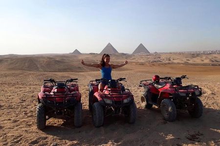 Quad Bike Trip during sunset around Pyramids, evening attend the sound & light show at Giza Pyramids with Dinner