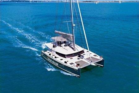 Santorini Luxury Catamaran Day Cruise with BBQ,drinks,transfer