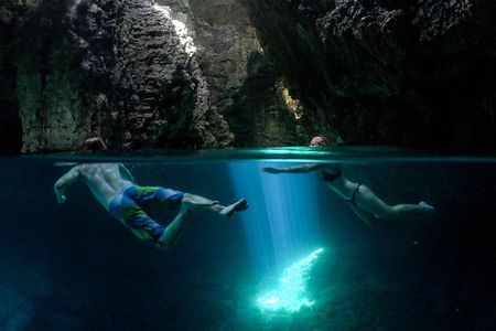 Cave exploring by kayak