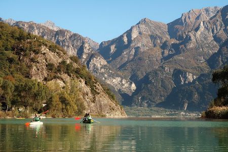 Canoeing Mezzola Lake, Italian Alps