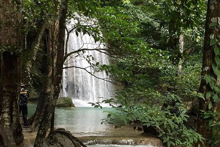 Erawan Waterfall and Bridge over the River Kwai