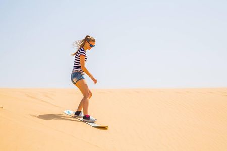 Dubai Morning Safari Tour, Camel, Falcon & Sand Boarding
