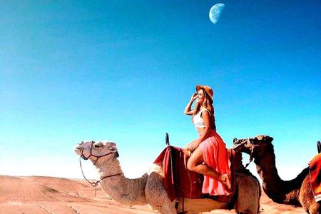 Magical dinner on sunset in Agafay desert and Camel Ride