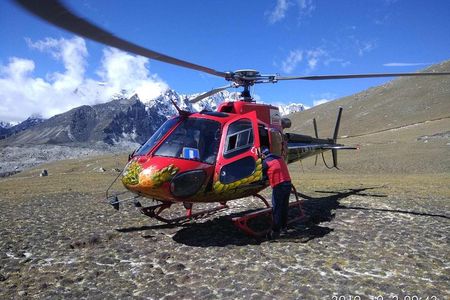 Everest Base Camp Helicopter Tour landing at Everest View Hotel.