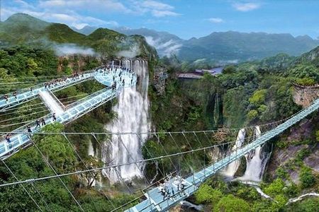 Private Tour to Gulong Canyon with Glass Bridge and Water Falls from Guangzhou 