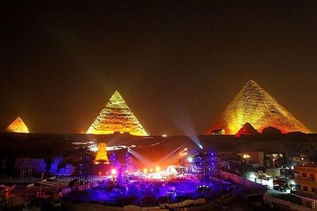 Sound and Light Show at Giza Pyramids and local dinner