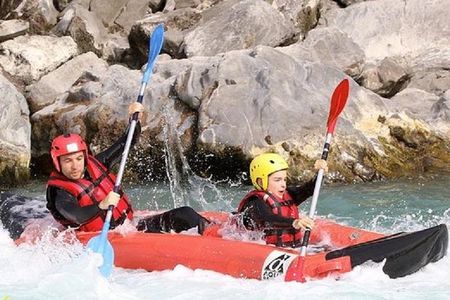 Hot dog (inflatable canoe) on the Durance