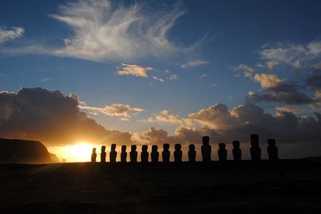 Sunrise in Tongariki on Easter Island Rapa Nui