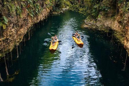 4-in-1 Cenote Tour Guided Experience with Breakfast, Lunch & Wine