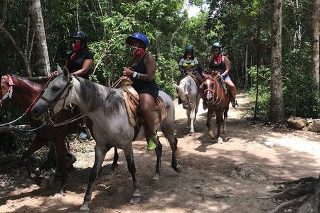 Horseback riding with ATV, zip lines and cenote, lunch and transfer 