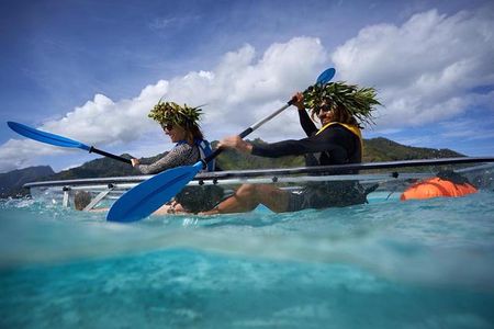 Eco guided excursion to the lagoon of Moorea in transparent kayak 1/2 day morning