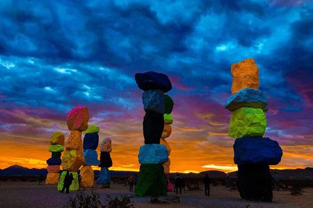 California Desert, Seven Magic Mountains and Las Vegas Sign