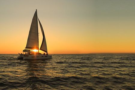 Sailboat on the Mayan Riviera at sunset