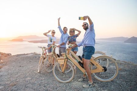 2-hour Private Wooden E-Bike Tour in Emporio Castle, Santorini