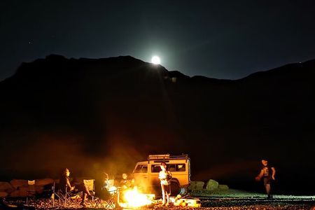 Sunset time Ramon Crater Jeep tour, bonfire and stargazing 