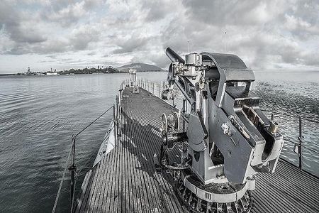 Battleships of World War II at Pearl Harbor from Maui