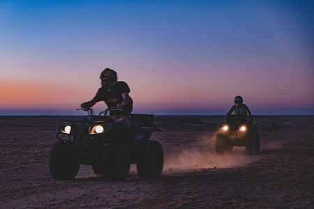 Desert Safari by Quad Bike Around Pyramids enjoying Sunset or Sunrise 