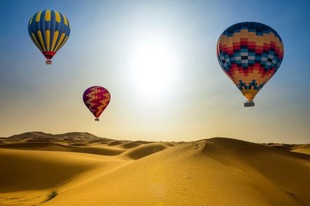 Amazing Dubai Beautiful Desert By Hot Air Balloon ( Falcon Show ) and Camel Ride