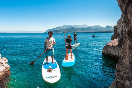 Small group paddle boarding tour to Bagni Regina Giovanna 
