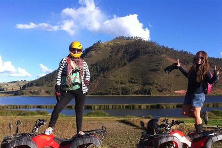 ATV (Cuatrimotos) Huaypo lake, salt mines and zipline half day tour