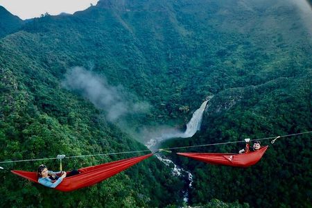 Aerial Hammocks, Zip and Waterfall Trek on Medellin Private Tour