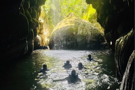  River Caving at Arenales Charco Azul, Indian Cave and waterfall 
