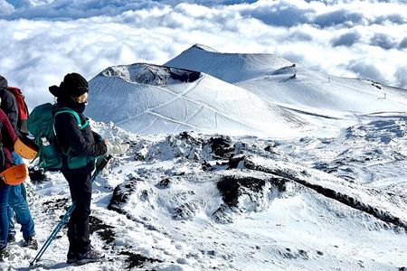 Hike near the summit craters up to the maximum safe altitude currently foreseen