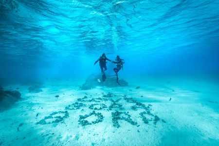 Romantic dive in the lagoon of Bora Bora 