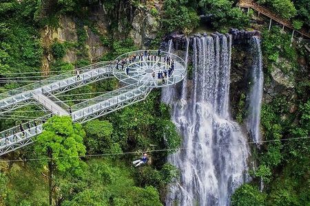 Gulong Gorge Skywalk Glass Bridge and Waterfall View Private Tour
