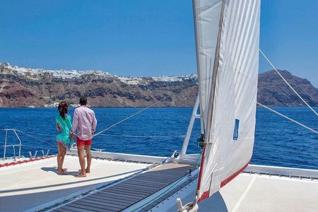 Santorini Cruise on Catamaran with BBQ & Open Bar