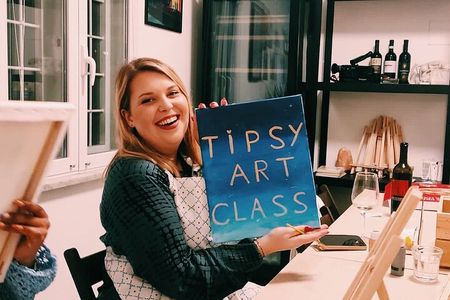 Paint and Free Flowing Wine Art Class in Rome
