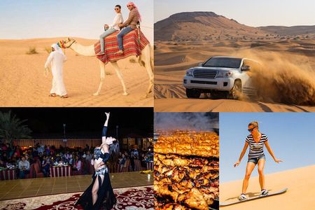 Dubai Desert 4x4 with BBQ, Dune Bashing, Camel Ride, Show