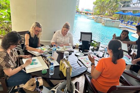 Watercolor therapy, FabricAcrylics 4 Couples/retreat Workshop