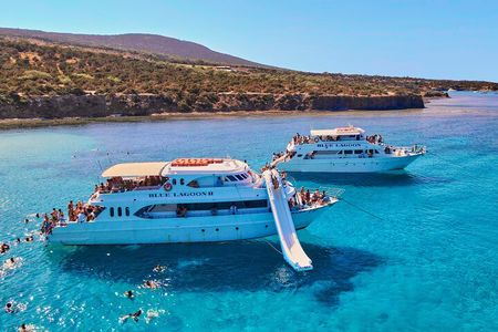 Blue Lagoon (Akamas) Bus & Boat Tour with Water Slide From Paphos