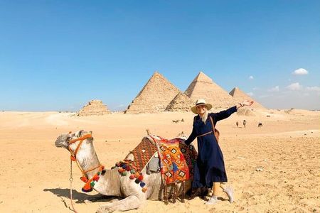 Pyramids and Egyptian Musuem from Alexandria port 