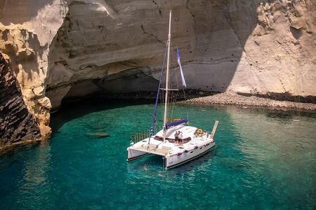 Catamaran Full-Day of Milos and Poliegos With Lunch & BBQ 