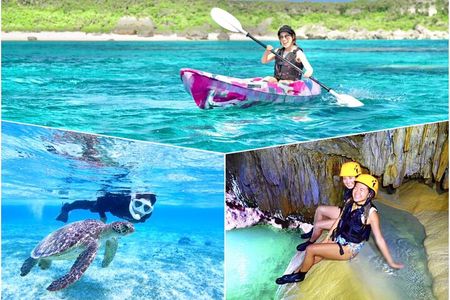 Okinawa Miyako Pumpkin Limestone Caving and Sea Turtle Snorkeling