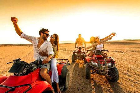 Marrakesh: Agafay Desert Sunset Quad Bike tour & Diner Show 