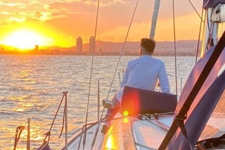 Barcelona Sunset Sailing with Open Bar of Cava and Snacks 