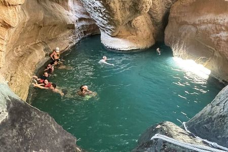 Private Full- Day Wadi Shab-Bimmah Sinkhole-Fins Beach Tour