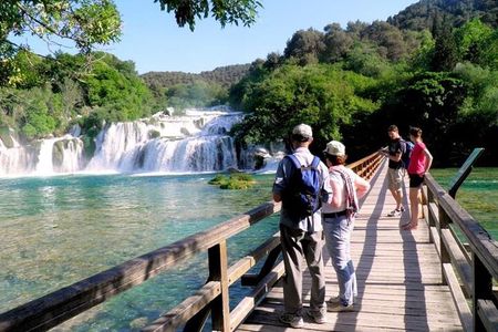 Krka Waterfalls private tour with Šibenik from Trogir & Okrug
